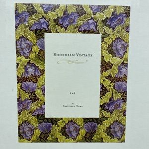 Sheffield Home 4” x 6” Picture Frame Bohemian Vintage Modern Purple Green Floral